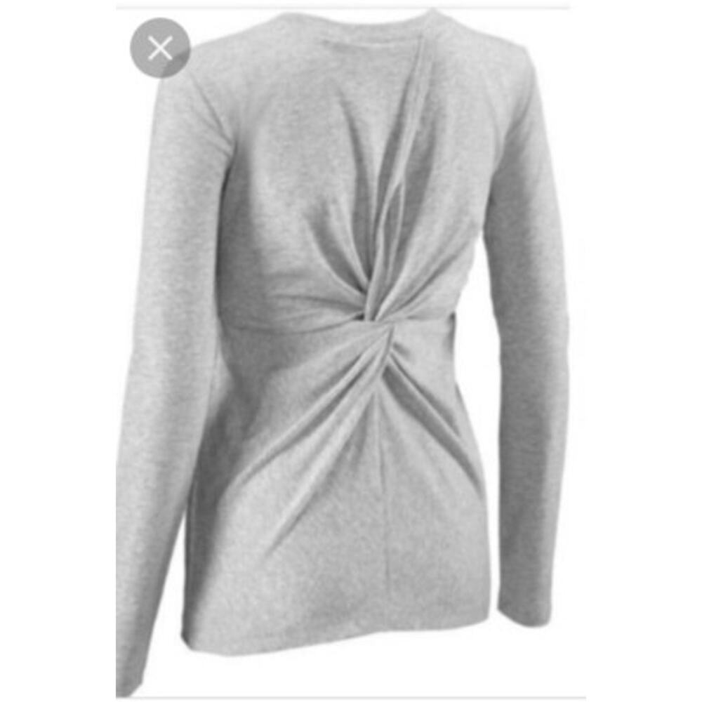 Cabi Grey Twist Turn Back T-Shirt - Size M